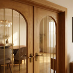 Oak Internal Fully Finished Double Door with 1 Light Obscure Lined Clear Glass - detail view