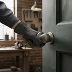 Premium Round Reeded Mortice Door Knob with 50mm Round Rose in Gun Metal Finish for Traditional Doors