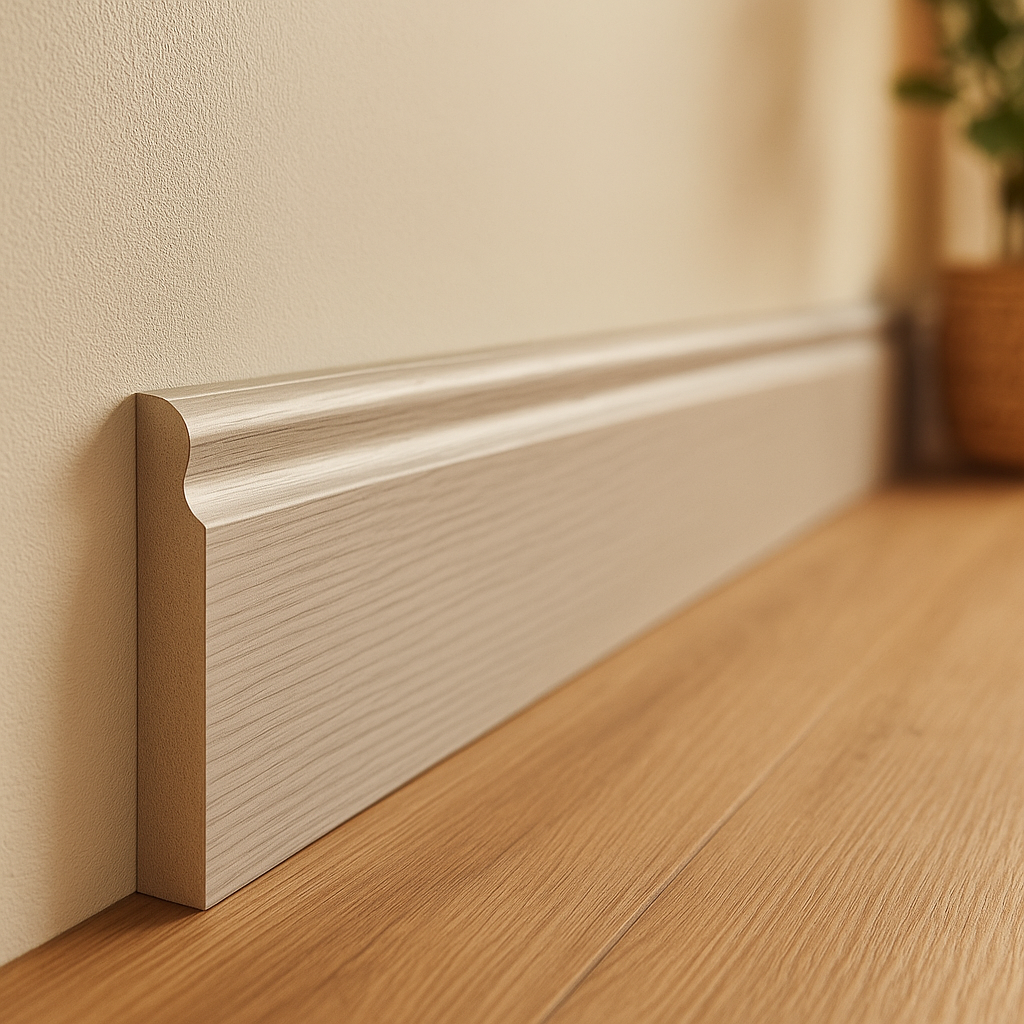 2.4m Light Grey Torus Laminate Skirting Board for Stylish Interiors - detail view