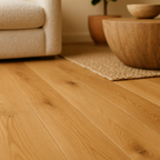 Oak Solid Wood Flooring, Brushed UV Lacquered, 18mm Thick, 4V Bevel Edge - detail view