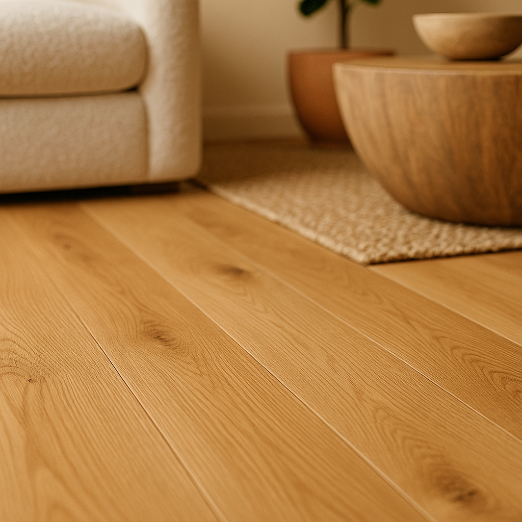 Oak Solid Wood Flooring, Brushed UV Lacquered, 18mm Thick, 4V Bevel Edge - detail view