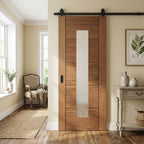 Internal Oak Sliding Door Unfinished with 1 Light Clear Glass, Solid Core