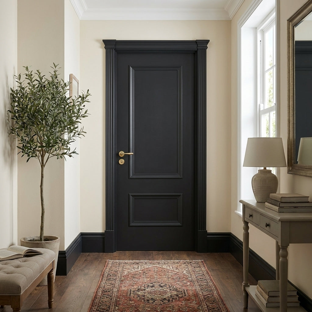 Internal 2 Panel Door Jet Black Fully Finished Mayfair Design