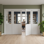 Premium Internal Room Divider Set with Clear Glass Panels and White Frame for Traditional Elegance - Image 2