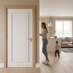 Premium White Primed Fire Door with Traditional Mouldings and Customizable Finish for Timeless Aesthetic