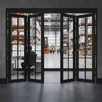 Premium Industrial Style Folding Doors - 4 Configurations with Slim Frames and Glass Panels
