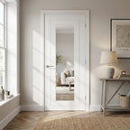 Made-to-Measure White Internal Door with Primed Finish and Clear Glass Light