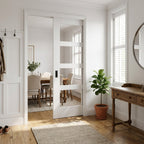 Internal Pocket Door Set, White Primed Shaker Style, 4 Light Clear Glass, 100mm