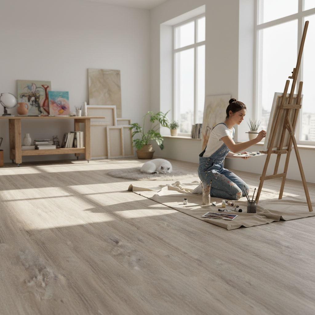 Premium 8.5mm Low Gloss Wide Laminate Flooring with Marble Effect for Moisture-Prone Areas