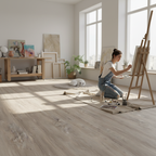 Premium 8.5mm Low Gloss Wide Laminate Flooring with Marble Effect for Moisture-Prone Areas