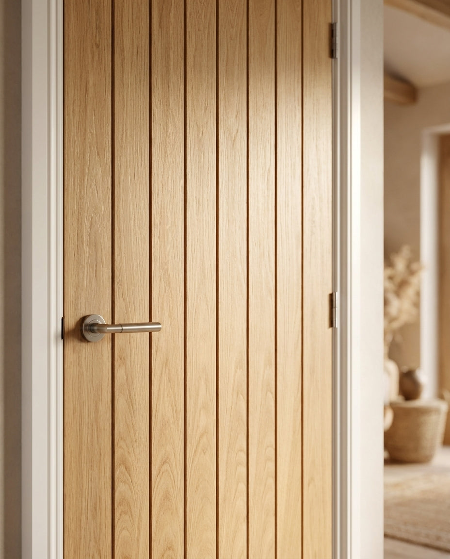 FD30 Fire Rated Oak Internal Door Unfinished Solid Core 30-Minute Protection - detail view