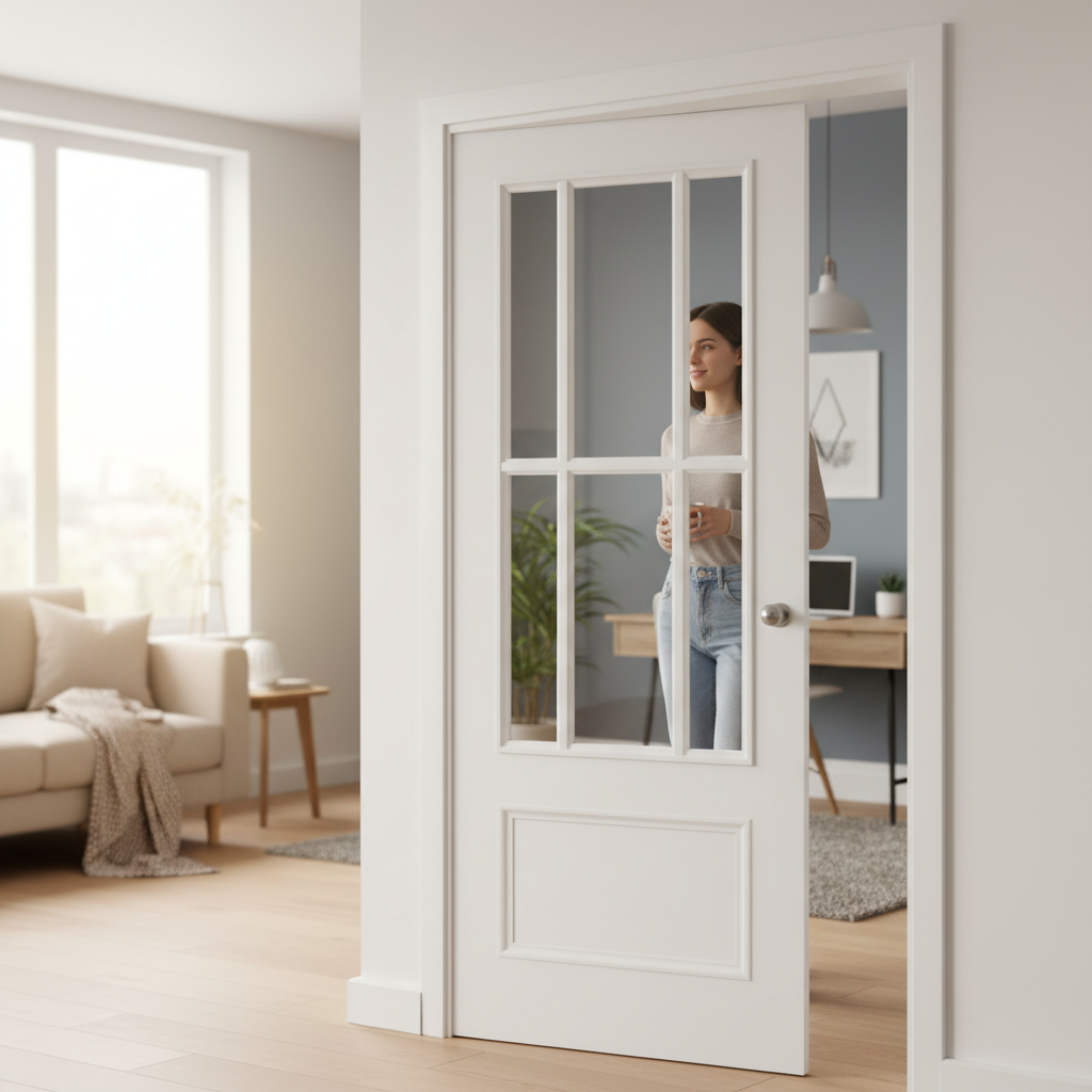 Premium Internal Clear Glazed Canterbury Door with Toughened Glass, Solid Core, and 18mm Lippings for Enhanced Durability