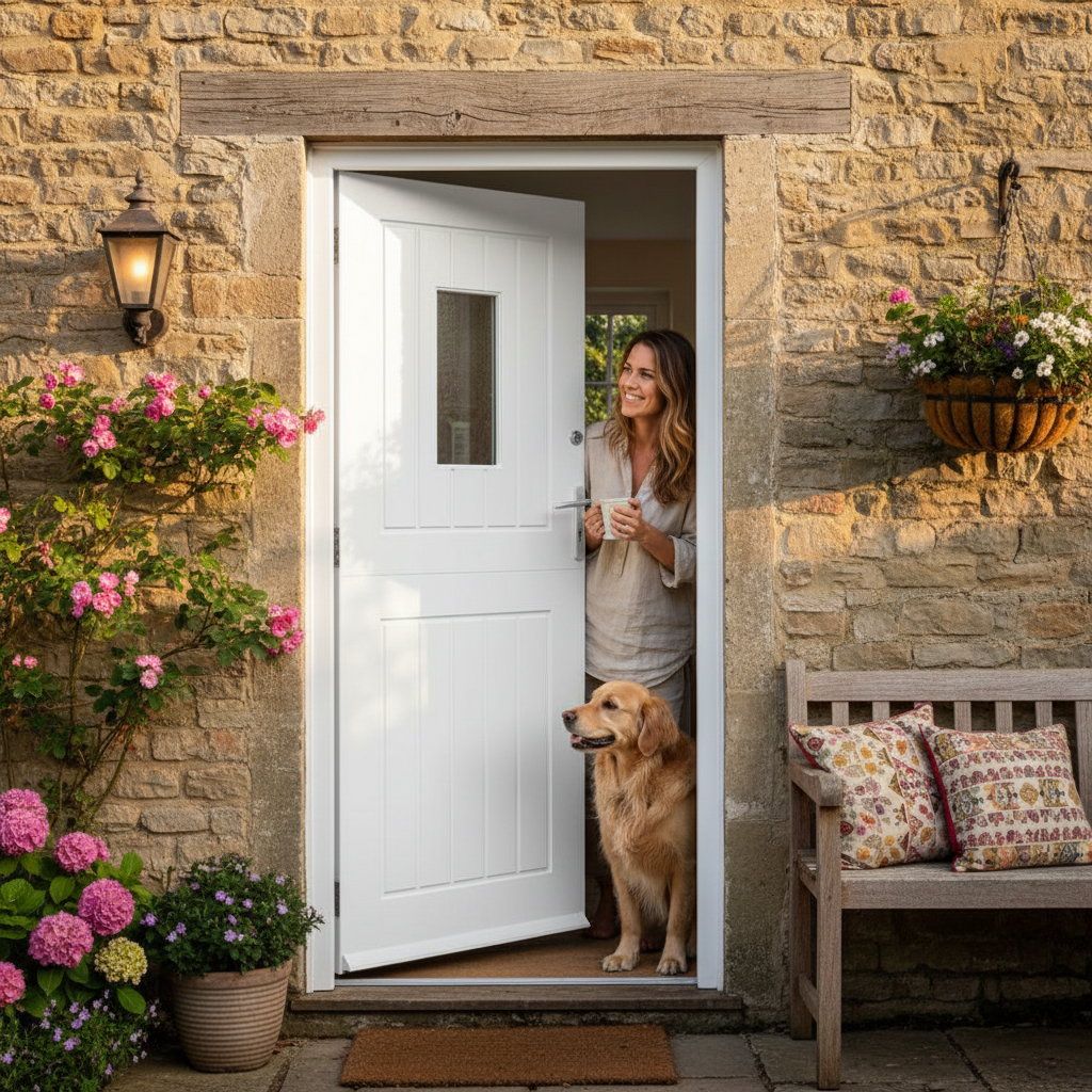Premium External White Painted Composite Stable Door with Clear Glass Pane for Modern Entryway Design - Image 2