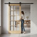 Premium Internal Clear Pine Unfinished Sliding Door Set with 15 Clear Glass Panes for Space-Saving Design