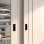Internal White Cottage Bypass Sliding Door - Primed with Black Face Mount - detail view