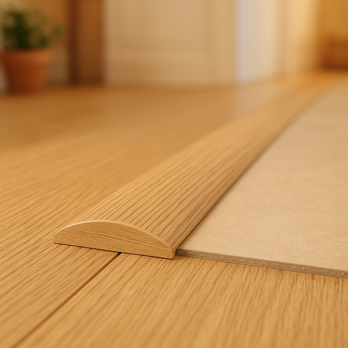 1m Laminate Adapting Door Profile in Light Oak Finish - detail view