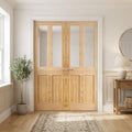 Internal French Door, Clear Glass, 2 Panel, 2 Light, Unfinished Pine