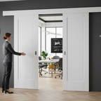 Premium Double Sliding Door System with White Pelmet and Adjustable Track for 35mm to 50mm Thick Doors