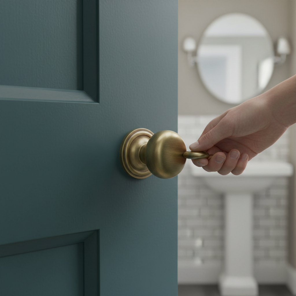 Premium Antique Brass Mushroom Mortice Bathroom Door Knob Set with Ball Bearing Hinges and Privacy Lock - Image 2