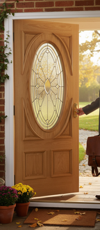Premium External Door with Leaded Pattern Triple-Glazing and Solid Oak Lippings for Distinctive Entrances