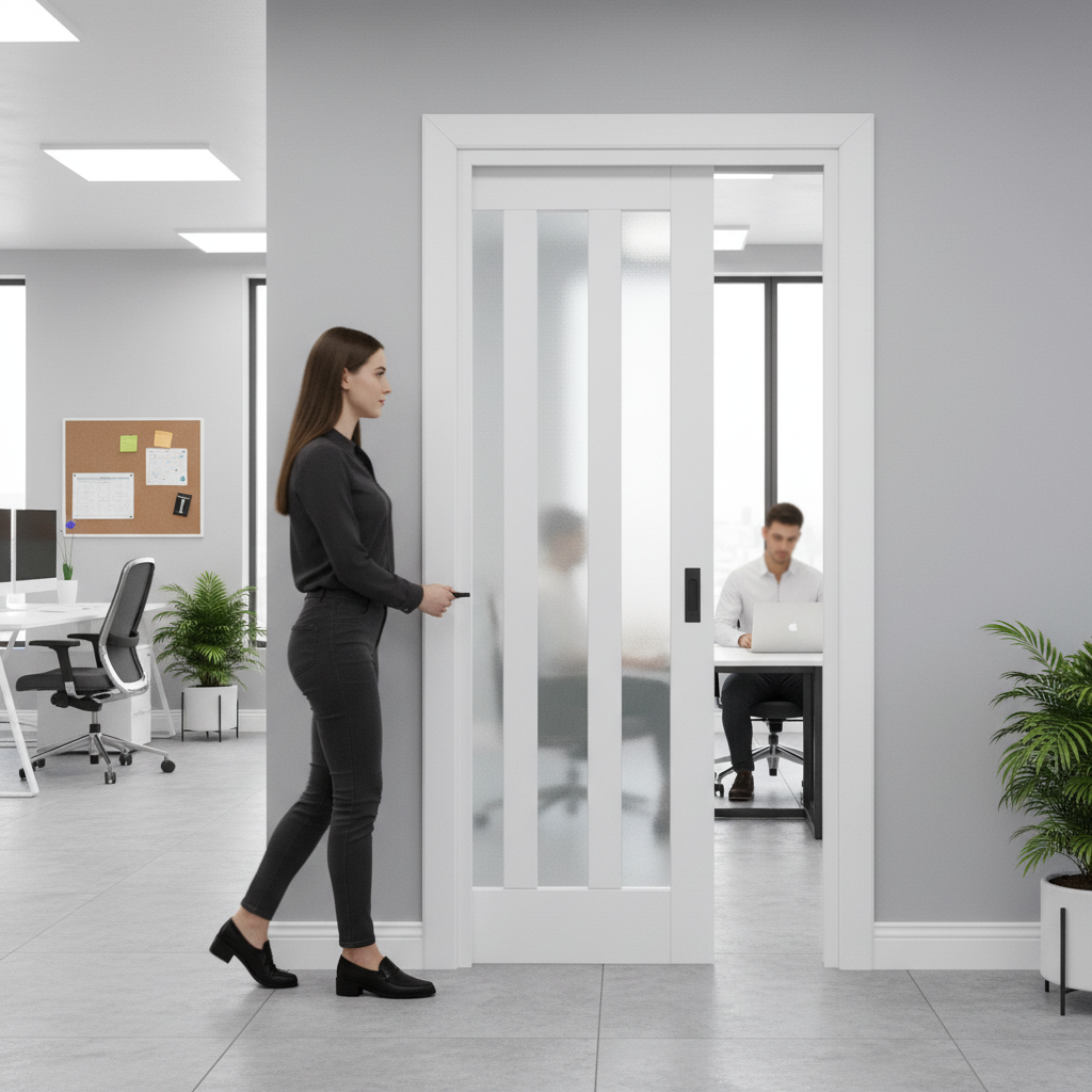 Premium Internal Pocket Door Set with 3 Light Obscure Glass Panels for Modern Living Spaces - Image 2