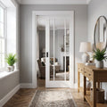 Internal Pocket Door Set White Primed 3 Light Clear Glass 100mm Frame