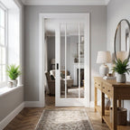 Internal Pocket Door Set White Primed 3 Light Clear Glass 100mm Frame