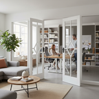 Premium Internal White Primed Room Divider Set with Clear Bevelled Glazing and Decorative Design