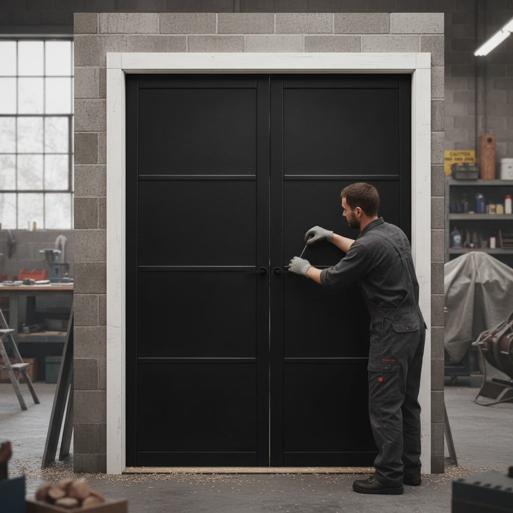Premium Internal Primed Industrial 2.0 Lifestyle 4 Panel Pair Door - Modern Aesthetic with 35mm Thickness for Durability