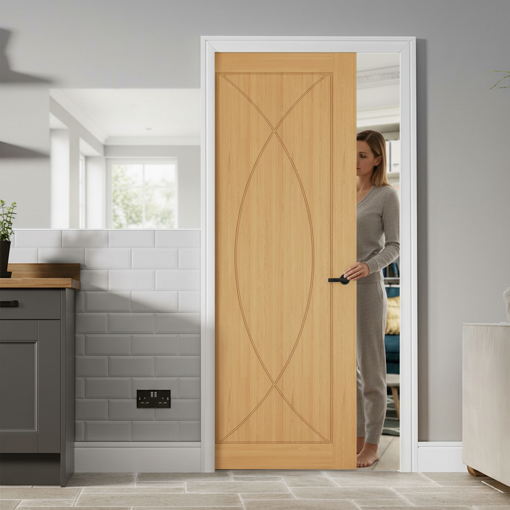 Premium Oak Pocket Door Set with Slim Design, Adjustable Frame, and 15-Year Guarantee for Seamless Room Division