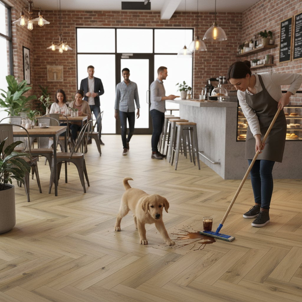 Foundation Herringbone 5mm Anti-Microbial Rigid Core Vinyl Flooring with UV Coating for Moisture-Prone Areas - Image 2