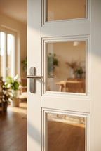 Made-to-Measure White Internal Door with Primed Finish and 3 Light Clear Glass - detail view