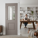 Premium Internal Grey Primed Clear Glazed Arnhem Door with Decorative Details and Engineered Construction