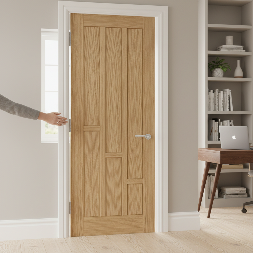 Premium Internal 6 Panel Oak Door with Engineered Construction and Solid Core Design