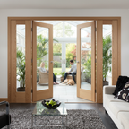 Premium Clear Glazed French Doors with Demi Panels - Customizable Room Dividers Available in Multiple Sizes