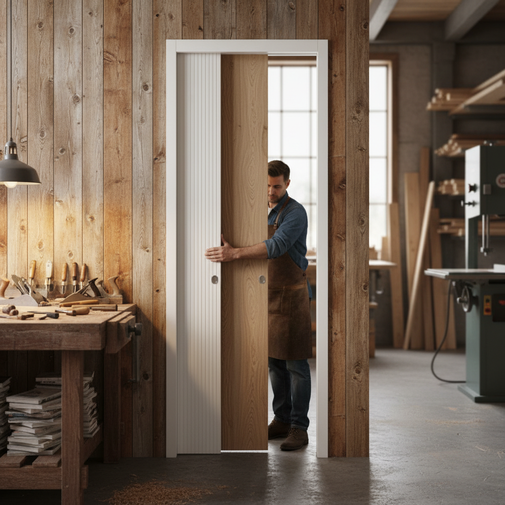 Premium Single Pocket Door Frame System with Adjustable Protrusion and Galvanized Steel Construction for Space-Saving Solutions