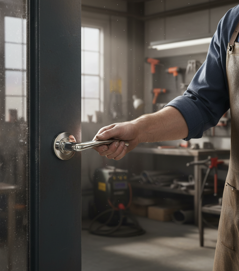 Premium Lever Door Handle on Round Rose with Screw-On Design for Easy Installation