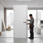 Premium Flush White Primed Interior Door with Solid Core and Fire Rated Options - High-Quality Professional Grade for Industrial and Commercial App...