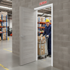 Premium White Grey Laminate Fire Door with Textured Wood Finish and Solid Construction