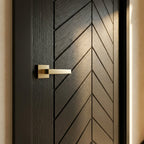 Internal Black Oak Chevron Door Fully Finished with Solid Engineered Core - detail view