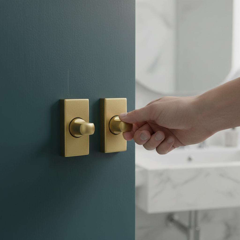 Premium Studio Bathroom WC Turn and Release Lock - Stylish Satin Brass Thumbturn for Industrial Doors - Image 2