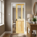 Internal Pocket Door Set 100mm Clear Pine Unfinished 2 Panel 2 Light Obscure Glass