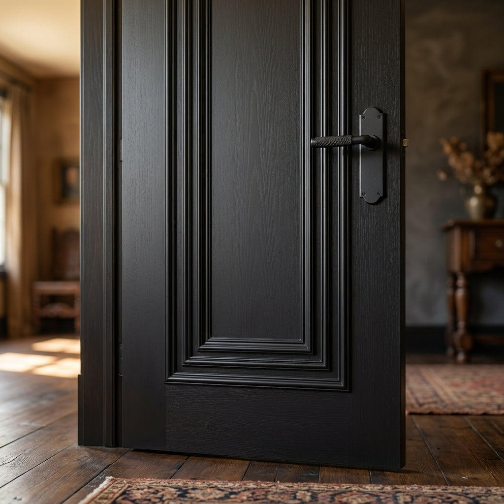 Internal Fire Door Trinity Jet Black Fully Finished - detail view