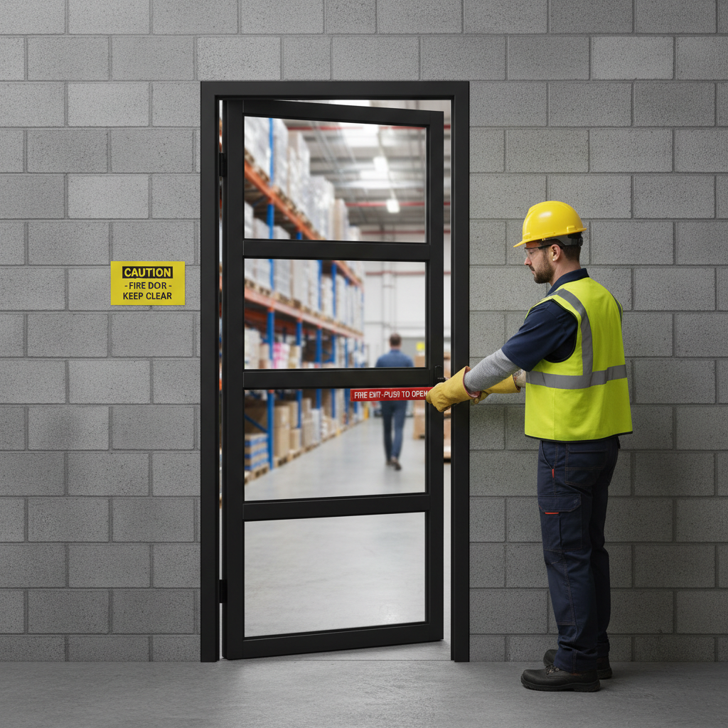 Premium Custom Made Industrial Style Fire Door with 30 Minutes Fire Rating and Clear Fire Glass