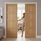 Premium 4 Panel Telescopic Pocket Door System with Oak Finish and Adjustable Features for Modern Living Spaces