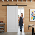 Premium White Internal Primed Pattern 10 1 Panel Sliding Door with Black Top Mounted Track for Modern Elegance