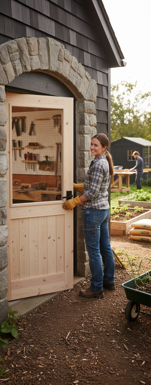 Premium Redwood Framed Ledged & Braced External Door with Durable Construction and 10-Year Warranty
