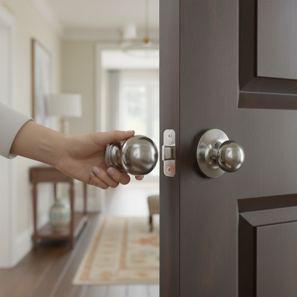 Premium Mushroom Mortice Door Knob Set with Polished Chrome Finish, Ball Bearing Hinges, and Tubular Latch for Easy Installation - Image 2