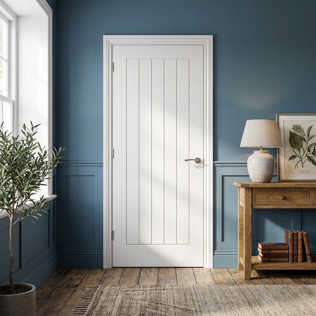FD30 Fire Door, Internal White Moulded Textured Lifestyle, Primed Finish