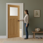 Premium Obscure Glazed Internal Door with Real Oak Veneer and Toughened Glass - Bespoke Sizes Available